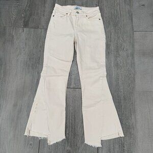 IRO Micki Cropped Flare Jean with Chewed Hem in Off White Size 25